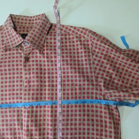 Scott Barber Size Large Red and Gold Checkered Button Down 100% Cotton - Picture 8 of 16